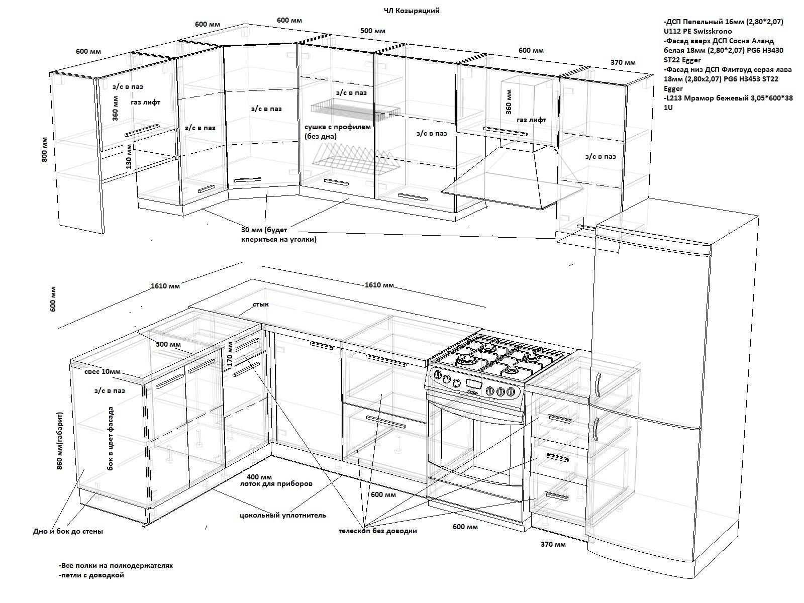 Кухонная мебель из дерева своими руками чертежи и схемы